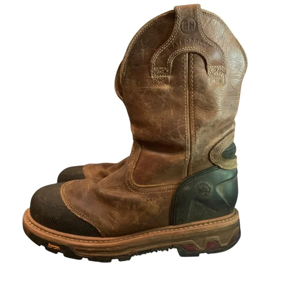 Justin’s Men’s Work Boots Warhawk Steel Toe Waterproof ‎ Size 10D Brown
